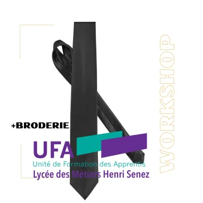 Cravate K860 Noir + BRODERIE UFA HENRI SENEZ