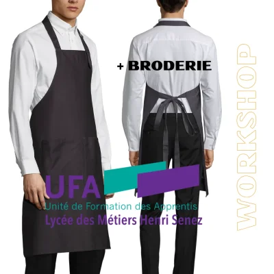 Tablier Gala Gris foncé + BRODERIE UFA HENRI SENEZ